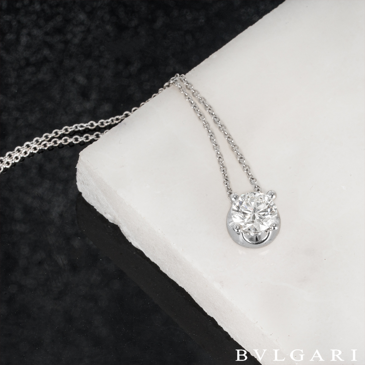 Bvlgari White Gold Diamond Corona Necklace 1.02ct H/IF